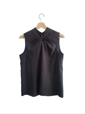 CLUB MONACO Black Sleeveless Twist-Front Camisole Size M Elegant Modern